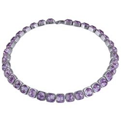 Колье Теннис (кристаллы SW пурпурные 8мм; покрытие родий) 37-40см, Есть комплект