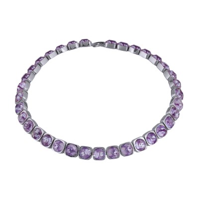 Колье Теннис (кристаллы SW пурпурные 8мм; покрытие родий) 37-40см, Есть комплект