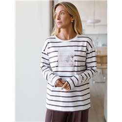 Лонгслив в полоску из премиального хлопка с эластаном