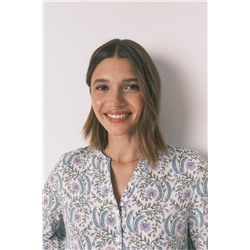 Camisola manga 3/4 floral verde