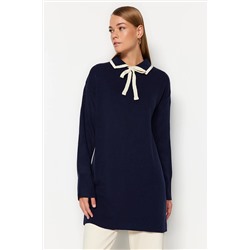 TRENDYOL MODEST Lacivert Yaka Detaylı Triko Kazak TCTAW24AK00053