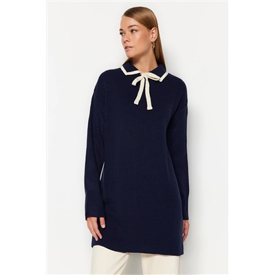 TRENDYOL MODEST Lacivert Yaka Detaylı Triko Kazak TCTAW24AK00053
