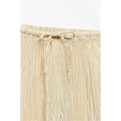 PLEATED SATIN-FINISH TROUSERS