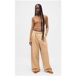 Sheer Rib Henley Sweater