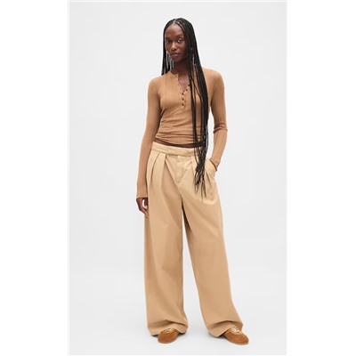 Sheer Rib Henley Sweater