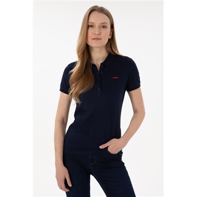 Kadın Lacivert Basic Polo Yaka Tişört