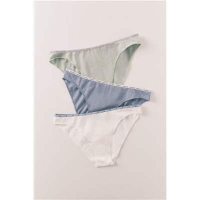 Pack 3 bragas clásicas algodón verde azul blanco