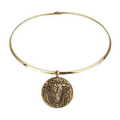 Колье Телец (покрытие античное золото, золото) 42см, Есть комплект