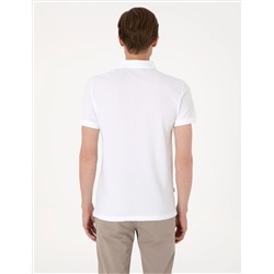 Beyaz Slim Fit %100 Pamuk Polo Yaka Basic Tişört
