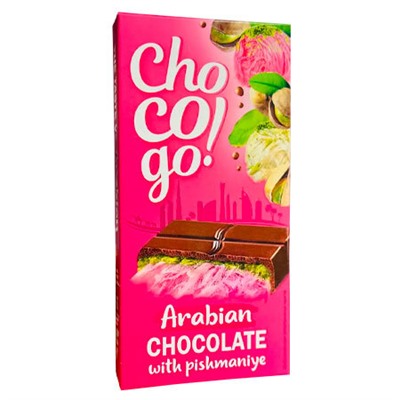 ChoCoGo Шоколад молочный "Арабский шоколад" с фисташковой начинкой и пишмание 150 г
