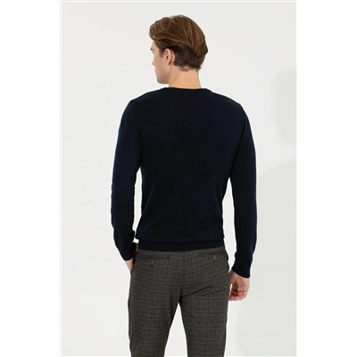 Erkek Lacivert Bisiklet Yaka Triko Kazak