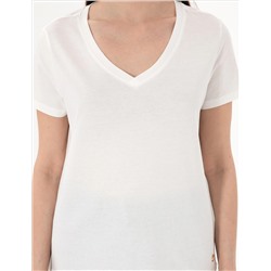 Beyaz Regular Fit V Yaka Basic Tişört