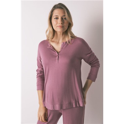 Pijama largo "maternity" rosa super soft