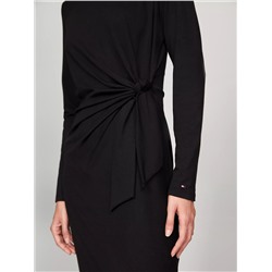 Long-Sleeve Knotted Stretch Dress