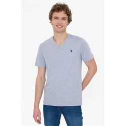 Erkek Gri Melanj Basic V Yaka Tişört