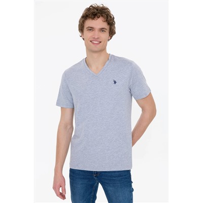 Erkek Gri Melanj Basic V Yaka Tişört