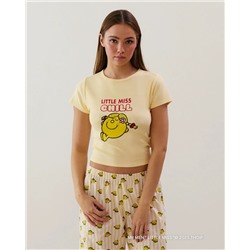 Top corto de punto en amarillo Little miss Chill