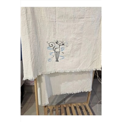 shules collection SEVİMLİ YUMMY Nakişli Özel Tasarim  Müslin Peştemal, Plaj Havlusu, Banyo Havlusu