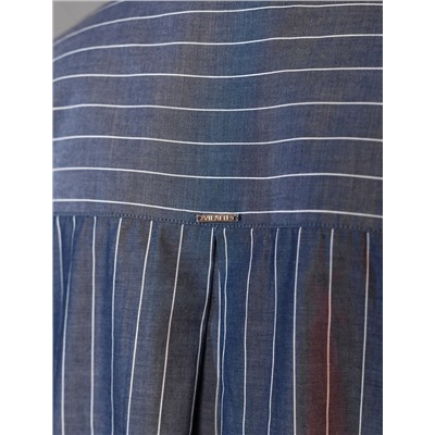 Блузка в полоску с цельнокроеным коротким рукавом из легкого хлопкового поплина