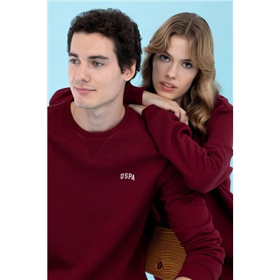 Bordo Bisiklet Yaka Basic Sweatshirt