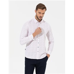 Kırmızı Slim Fit Uzun Kollu Gömlek