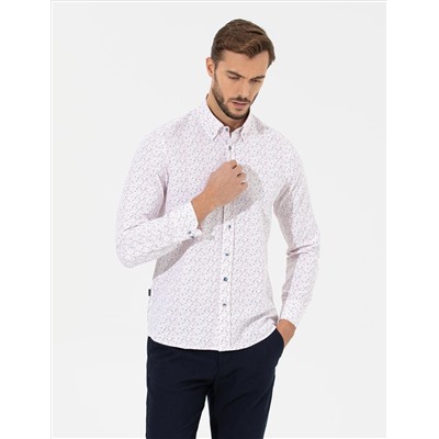 Kırmızı Slim Fit Uzun Kollu Gömlek