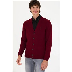 Erkek Bordo Basic Triko Hırka