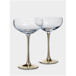 Бокал-креманка для шампанского, 270 мл, 2 шт, стекло, золотистая ножка, Ravello