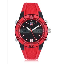 MENS RED STRAP ANA DIGI SPORT WATCH