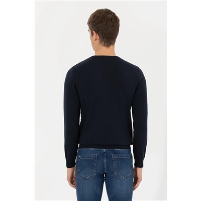 Erkek Lacivert Bisiklet Yaka Triko Kazak