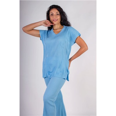 Вязаный хлопковый костюм Джемпер + Брюки палаццо, арт.219-АТ