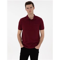 Bordo Regular Fit %100 Pamuk Polo Yaka Basic Tişört
