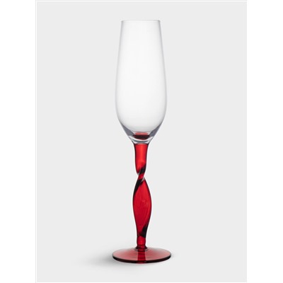 Бокал для шампанского, 220 мл, 2 шт, стекло, красная ножка, Villalago