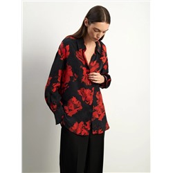 Рубашка с абстрактным принтом из 100% вискозы, B2973/aster