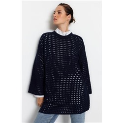 TRENDYOL MODEST Lacivert Rahat Kesim Ajurlu/Delikli Triko Örgü Kazak TCTAW24AK00113