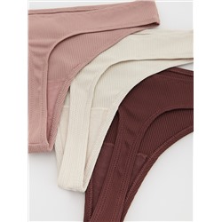 Tangas aus Rippstrick, 3er-Pack