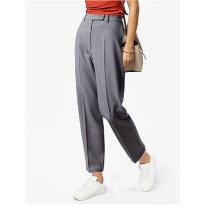 Укороченные брюки из фактурной черно-серой поливискозы с эластаном