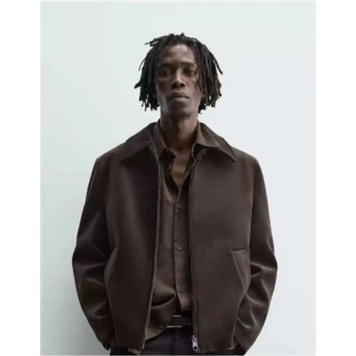 Мужская зимняя куртка из толстого теплого бархата с отворотами на молнии