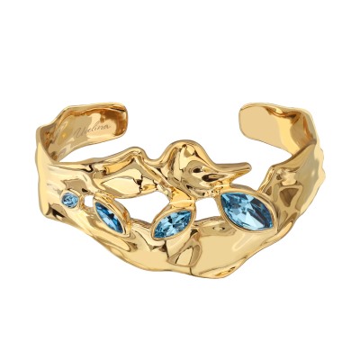 Браслет Эйва (кристаллы SW аквамарин; покрытие золото), Есть комплект