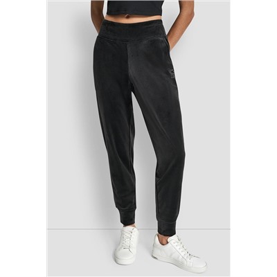 VELOUR RHINESTONE TWO TONE LOGO JOGGER