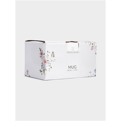 Кружка, 450 мл, 2 шт, фарфор F, белая, Цветы, Gentle garden