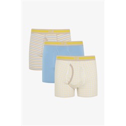 Penti Erkek Pamuklu Yellow Stripe Çok Renkli 3lü Boxer Külot