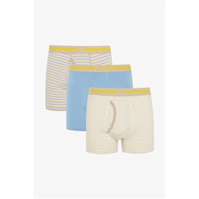 Penti Erkek Pamuklu Yellow Stripe Çok Renkli 3lü Boxer Külot