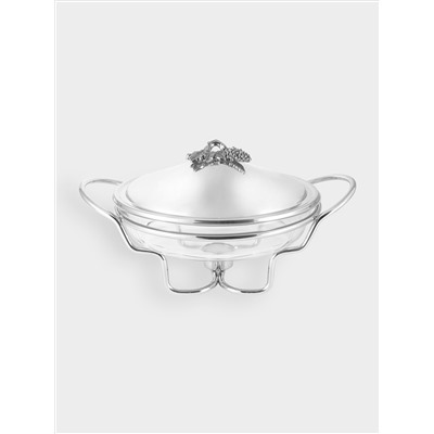 Блюдо с подогревом, 35х29 см, стекло Т/сталь, круглое, Vintage