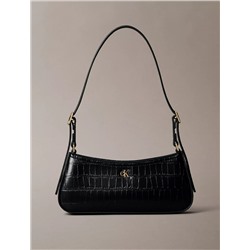 Monogram Logo Hardware Crocodile Print Shoulder Bag