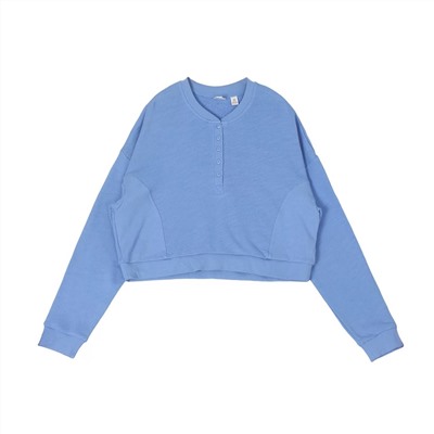 Женский укороченный свитшот с планкой-хенли 2 цвета ROX*Y