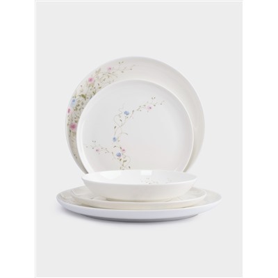 Сервиз обеденный, 6 перс, 18 пр, фарфор F, белый, Цветы, Gentle garden