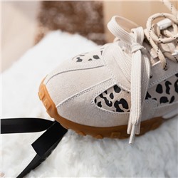 Женские замшевые кроссовки с леопардовым принтом