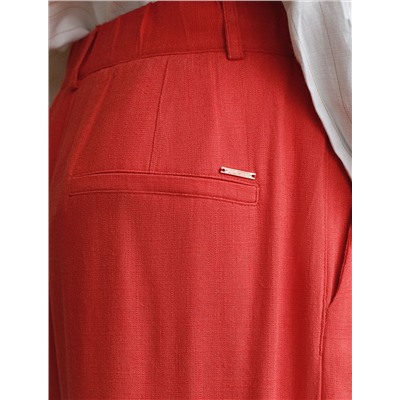 Свободные брюки палаццо на эластичном поясе изо льна с вискозой