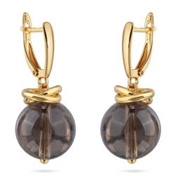 Серьги Терра (фантомный раухтопаз 12мм; покрытие золото), Есть комплект